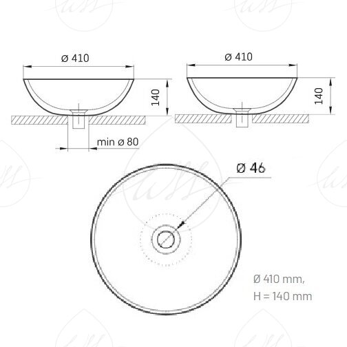 Paa Round On Silkstone pastatomas praustuvas baltas matinis 4